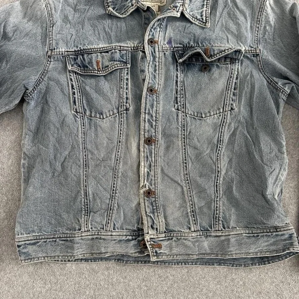 LL Bean Denim Jacket Mens Large Blue‎ Trucker Workwear Distressed Indie Grunge